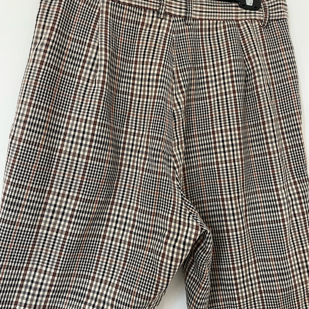 High-waisted Plaid Trousers